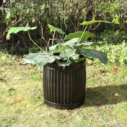 Round Metal Black & Gold Planter