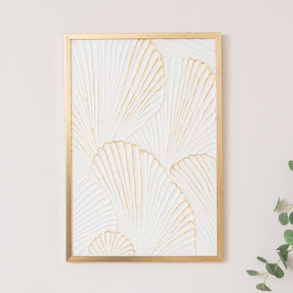 Extra Large Gold Ginkgo Textured Wall Art - 55cm x 80cm