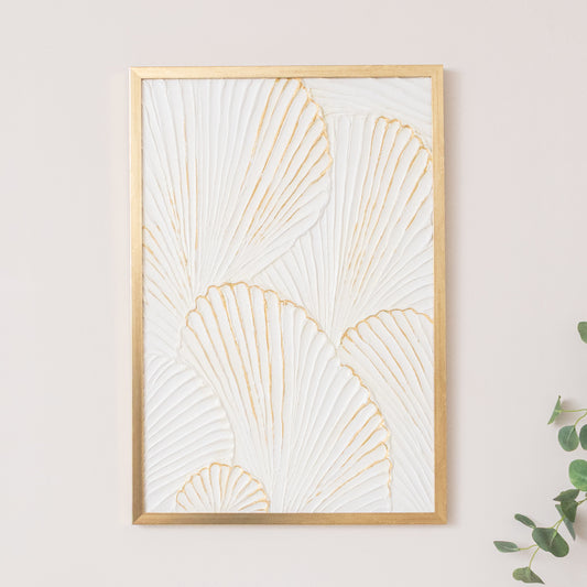  Extra Large Gold Ginkgo Textured Wall Art - 55cm x 80cm 