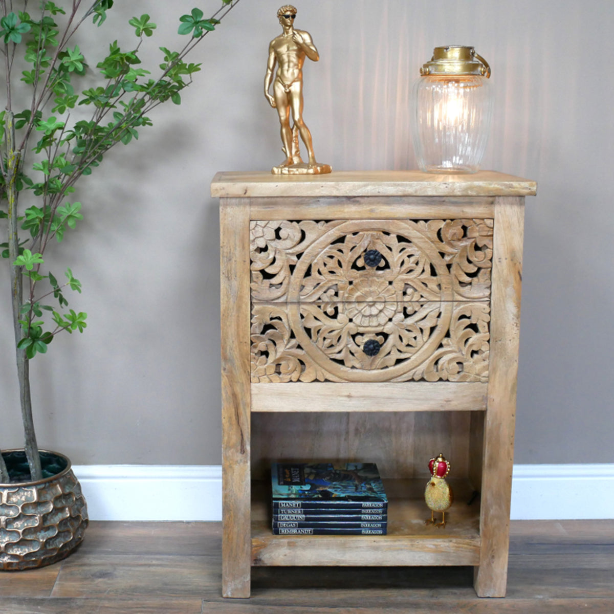 2 Drawer Natural Side Table