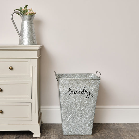  Silver Glavanised Metal Storage / Laundry Basket - 50cm 
