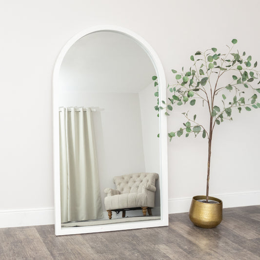  Extra Large White Arched Frame Leaner/Wall Mirror - 190cm x 110cm 
