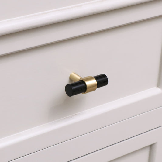  Gold & Black Acrylic T-Bar Shaped Drawer Handle 