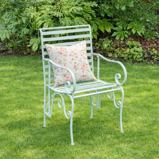  Ornate Metal Sage Green Garden Chair - 55cm x 92cm 