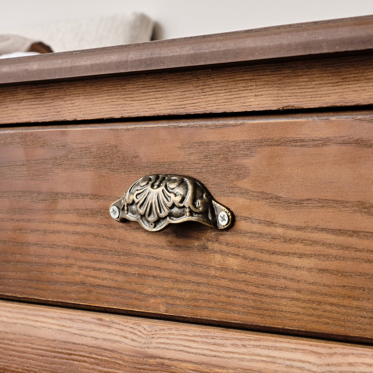 Ornate Brass Patterned Cup Pull Handle