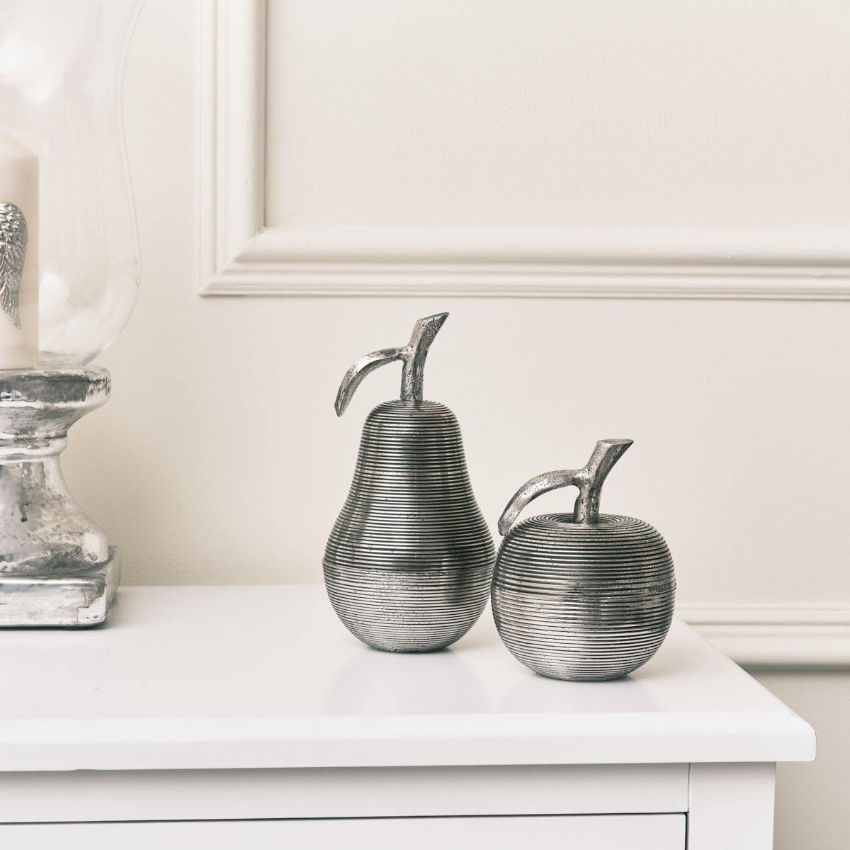Silver Apple & Pear Storage Ornaments