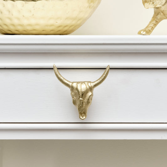  Gold Buffalo Skull Drawer Knob 