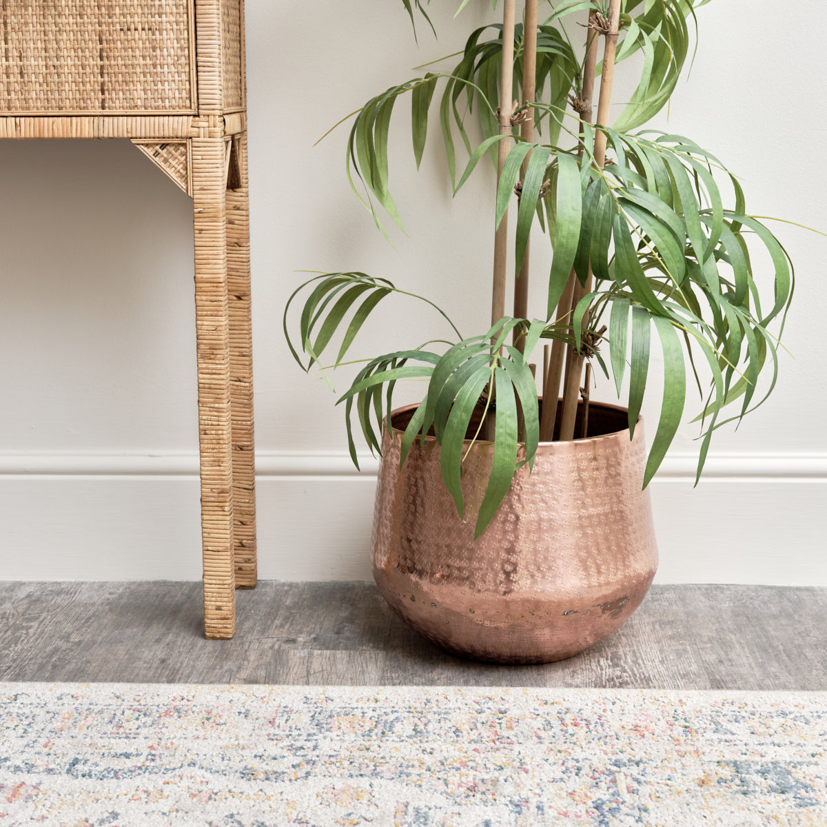 Large Round Copper Patterned Planter