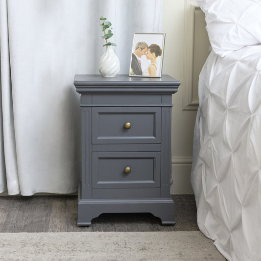  Midnight Grey Two Drawer Bedside Table - Daventry Midnight Grey Range 