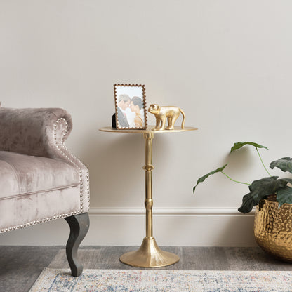 Round Gold Metal Side Table