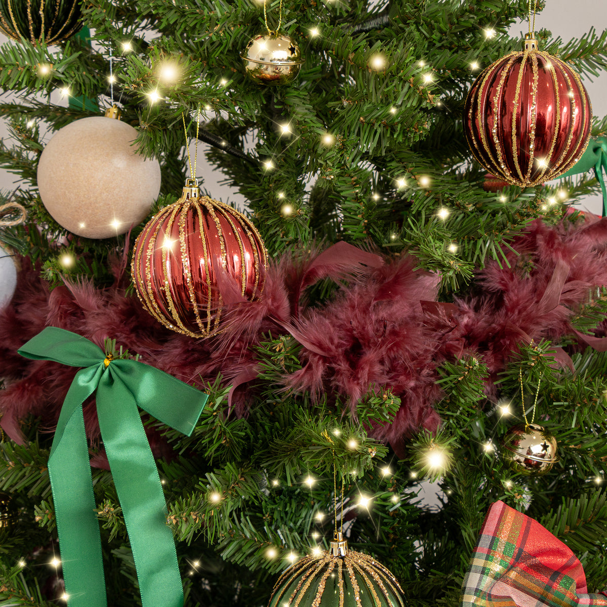 Large Oxblood Red Feather Boa Christmas Garland - 182cm