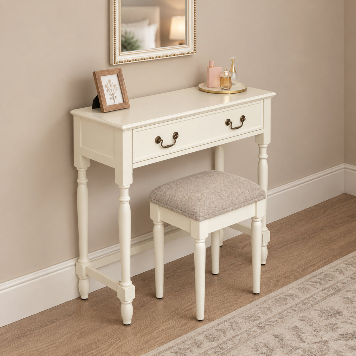Ivory 2 Drawer Dressing Table & Stool Set - Charlotte Ivory Range