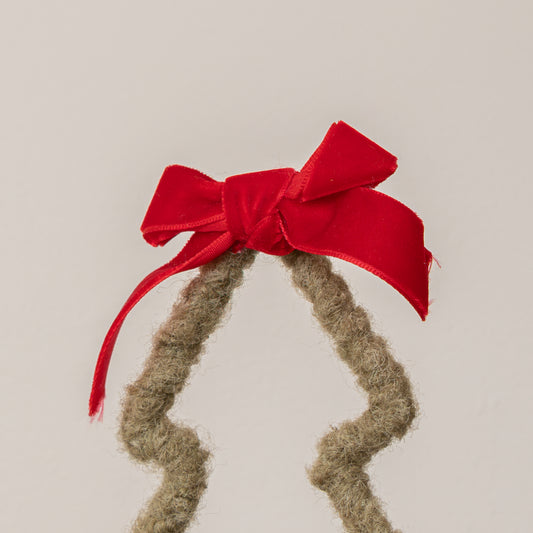 Green Standing Christmas Tree Decoration with Red Bow - 27cm 
