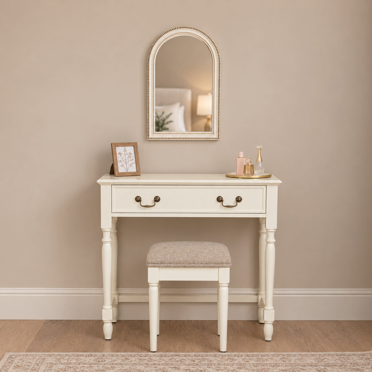 Ivory 2 Drawer Dressing Table & Stool Set - Charlotte Ivory Range