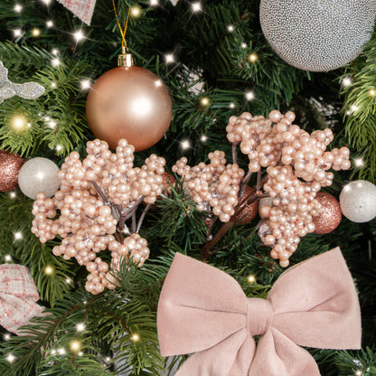 Set of 2 Pink Mulberry Pick Christmas Decorations - 23cm