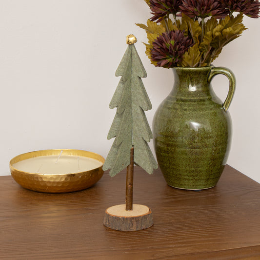  Green Felt Standing Tree Decoration - 25cm 