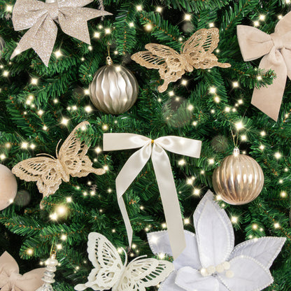 Set of 4 Champagne Gold Glitter Butterfly Christmas Decoration Clips