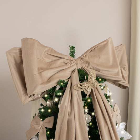  Extra Large Taupe Velvet Christmas Bow - 70cm x 140cm 
