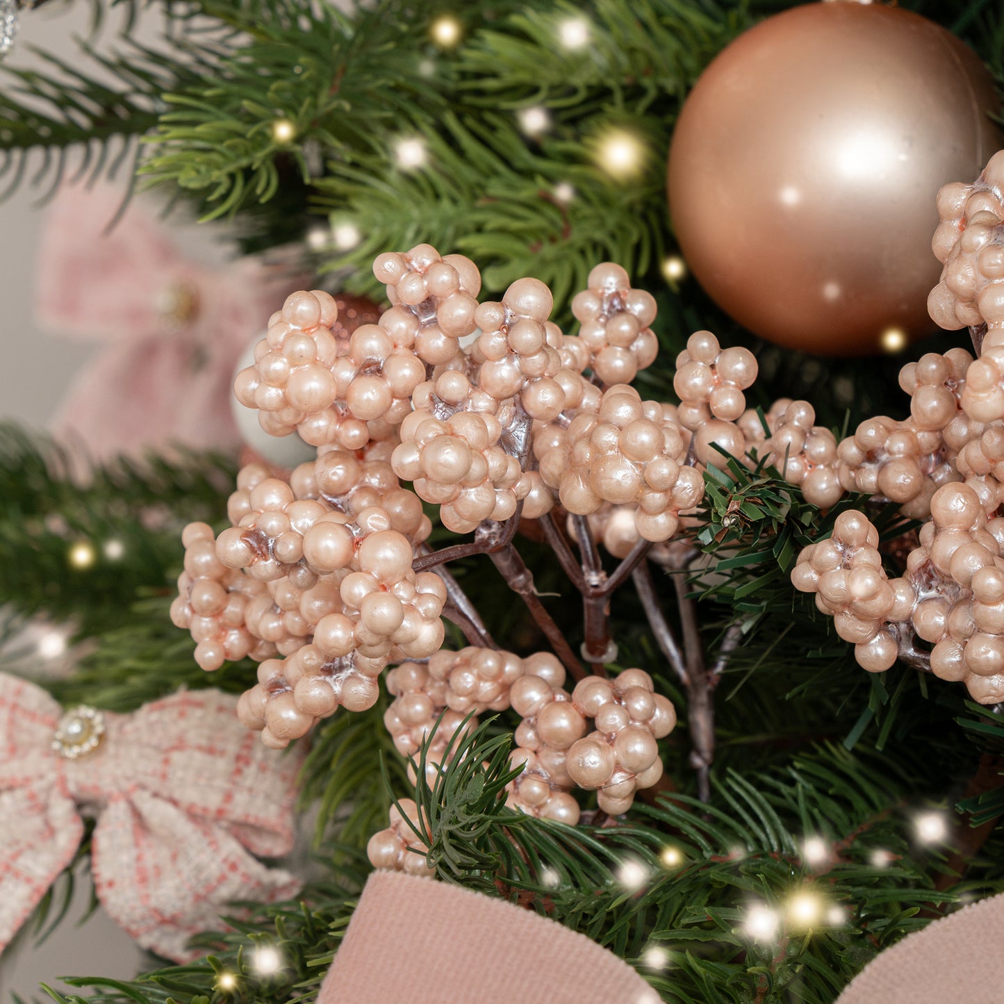Set of 2 Pink Mulberry Pick Christmas Decorations - 23cm