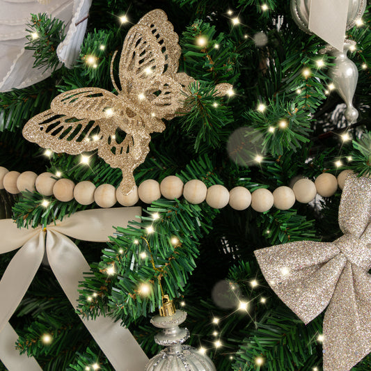  Rustic Wooden Beaded Ball Garland Christmas Decoration - 150cm (1.5m / 59') 