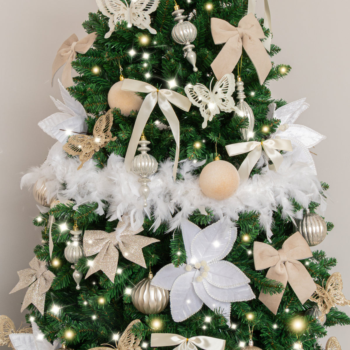Large White Feather Boa Christmas Garland - 182cm