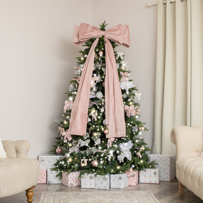 Set of 3 Blush Pink Glitter & Sequin Christmas Baubles