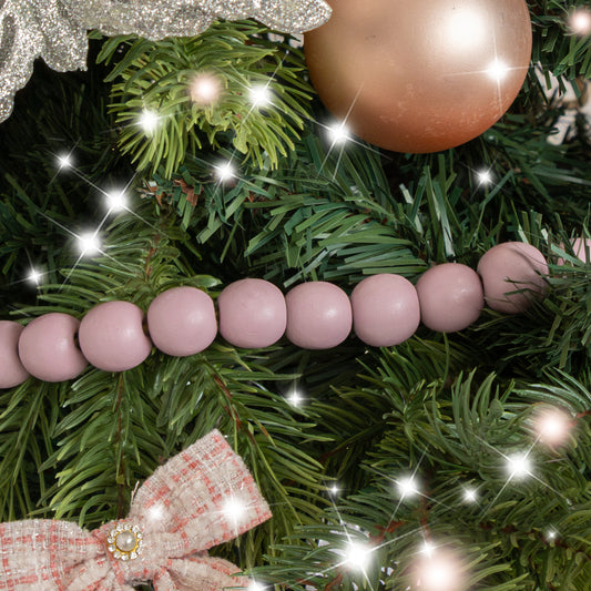  Lilac Purple Wooden Beaded Ball Garland Christmas Decoration - 150cm (1.5m / 59') 