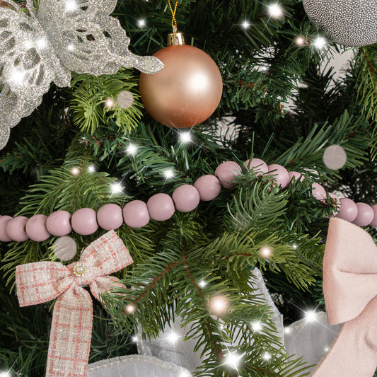  Lilac Purple Wooden Beaded Ball Garland Christmas Decoration - 150cm (1.5m / 59') 