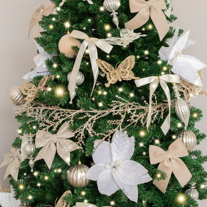 Set of 4 Champagne Gold Glitter Butterfly Christmas Decoration Clips