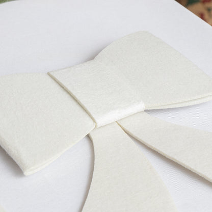 Set of 4 White Felt Bow Shaped Christmas Cutlery Holders