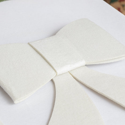  Set of 4 White Felt Bow Shaped Christmas Cutlery Holders 