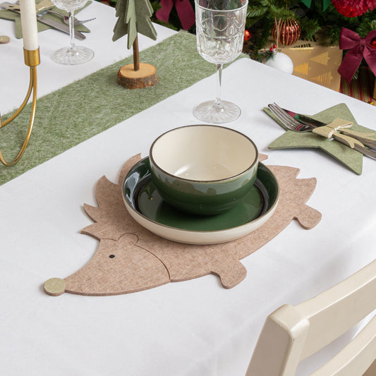  Set of 4 Brown Hedgehog Shaped Felt Placemats 