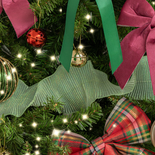 Green Sparkle Ruffle Christmas Tree Ribbon - 270cm 