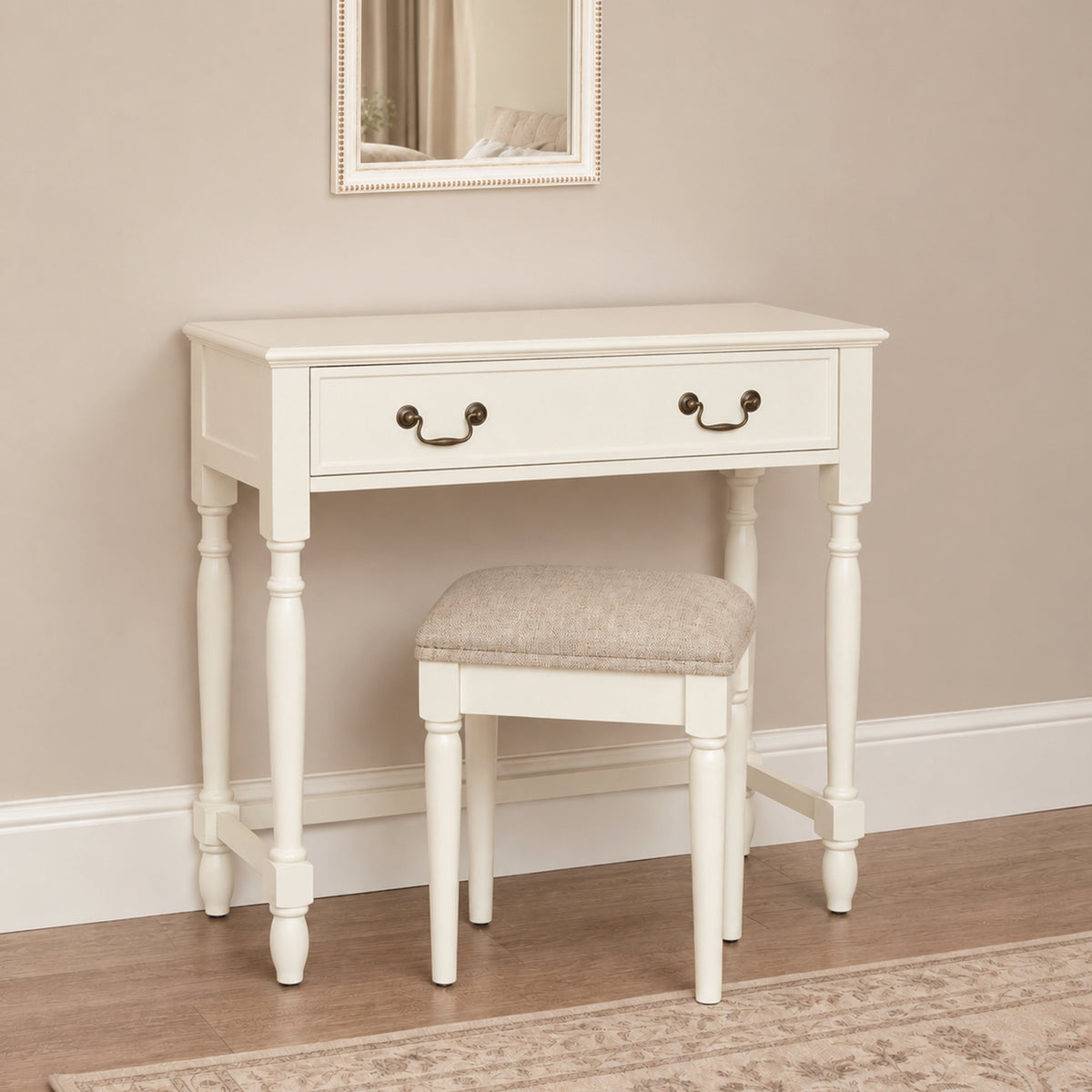 Ivory 2 Drawer Dressing Table & Stool Set - Charlotte Ivory Range