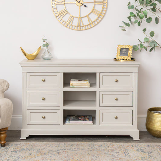  Large Taupe-Grey Wooden Sideboard Cabinet - Daventry Taupe-Grey Range 