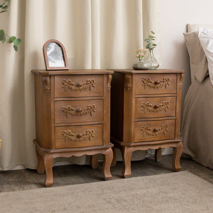 Pair of Wooden 3 Drawer Bedside Tables - Pays Du Bois Range