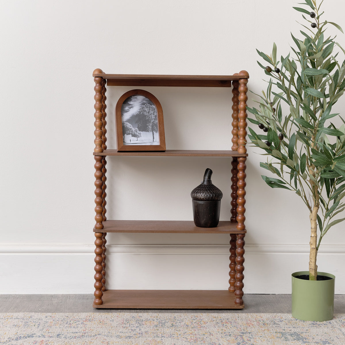 Brown Wooden Bobble Framed 3 Tier Shelf