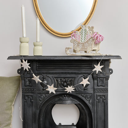 Distressed Wooden Star Garland - 120cm