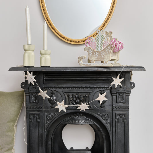  Distressed Wooden Star Garland - 120cm 
