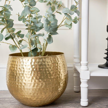 Medium Gold Hammered Metal Planter