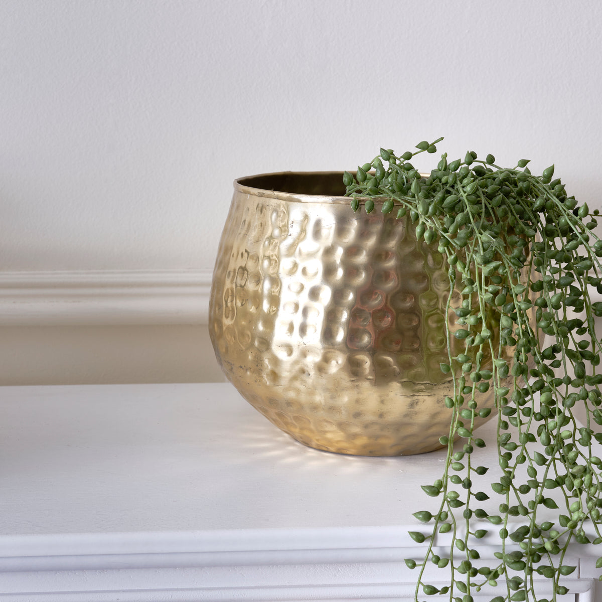 Gold Hammered Metal Planter