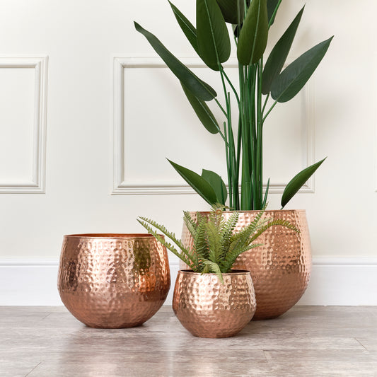  Medium Copper Hammered Metal Planter 