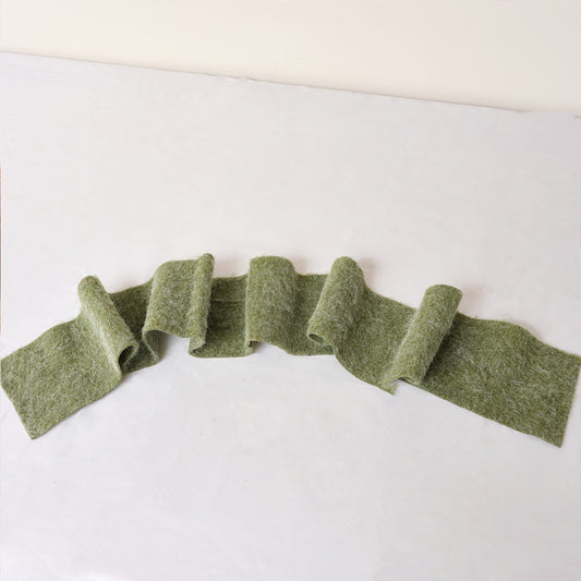  Large Green Wool Table Runner - 140cm 