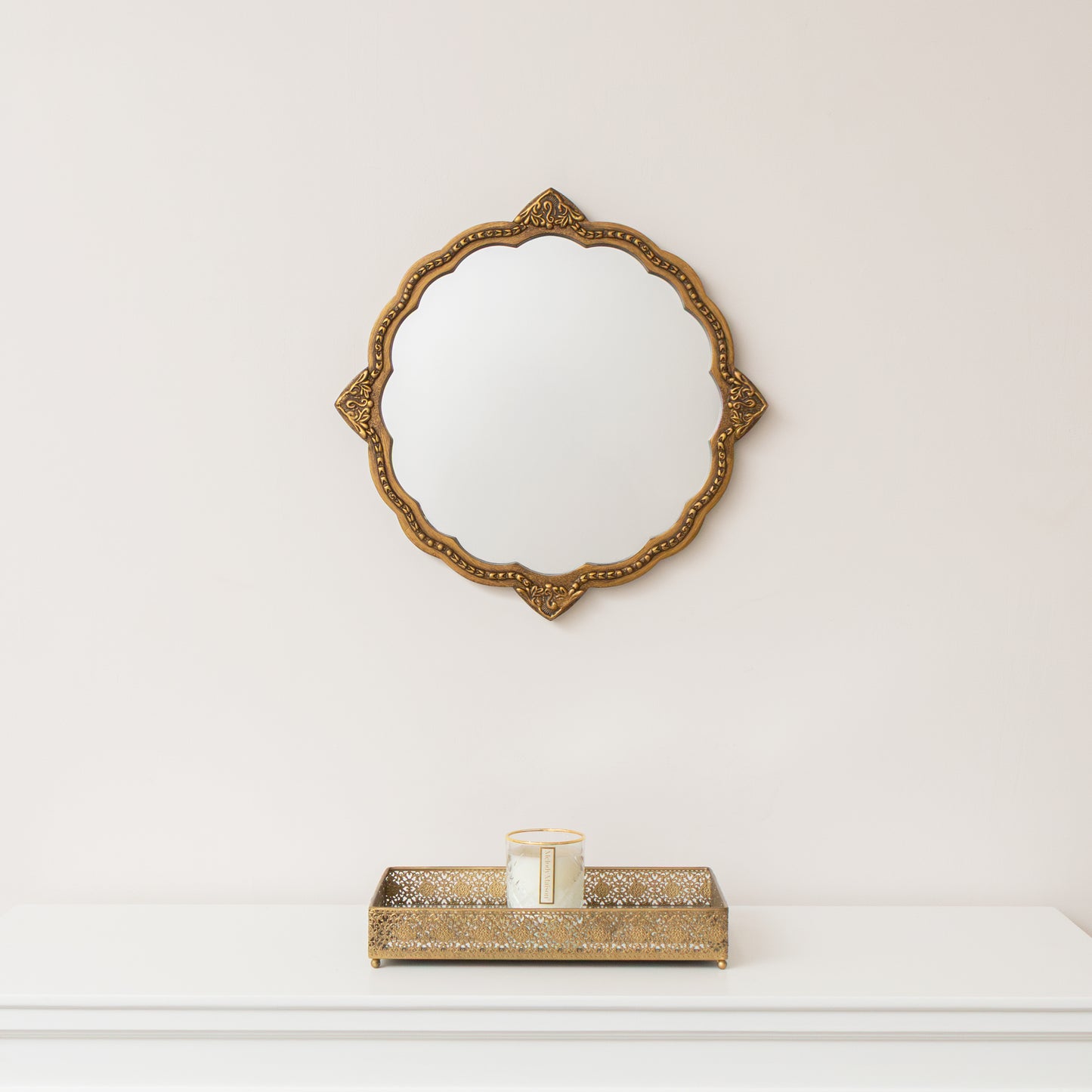 Ornate Antique Gold Round Wall Mirror - 50cm x 50cm