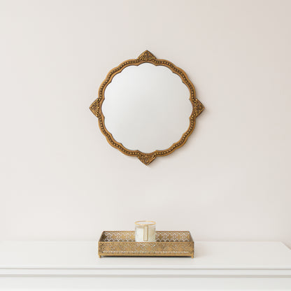 Ornate Antique Gold Round Wall Mirror - 50cm x 50cm