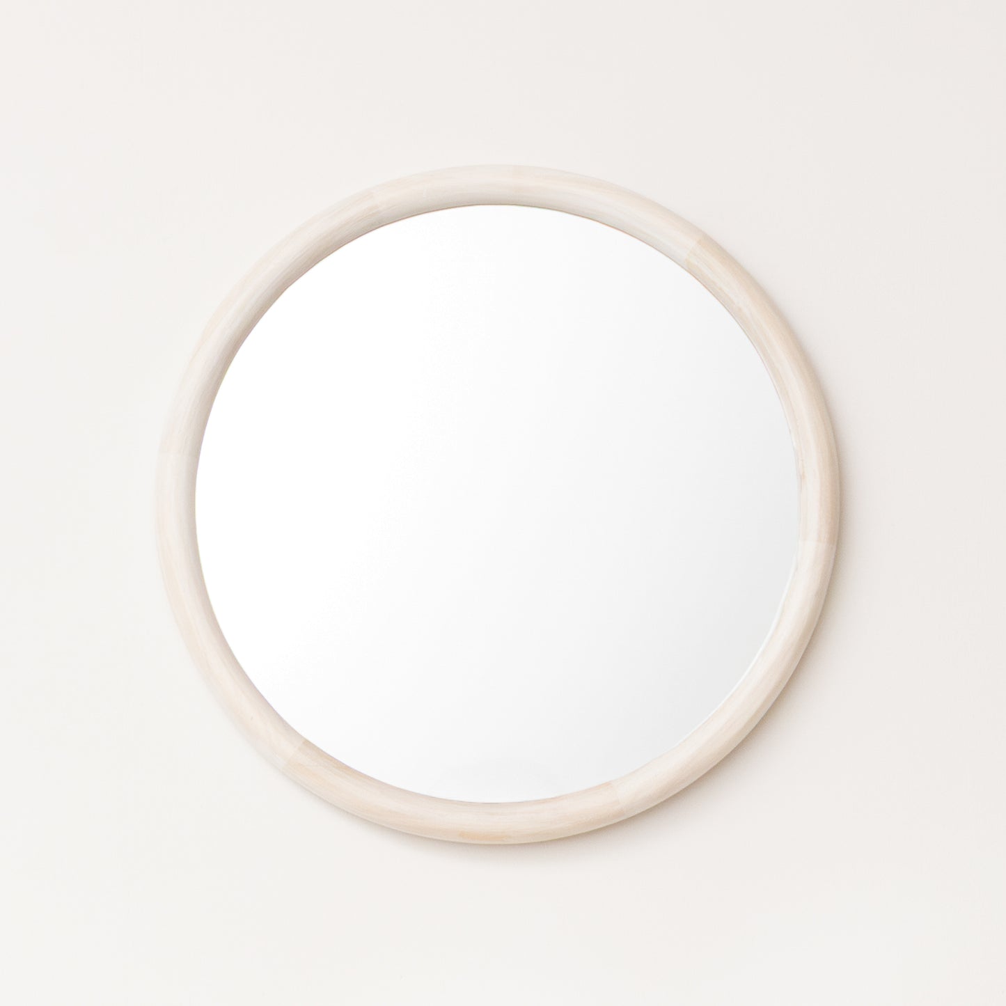 White Washed Wooden Round Wall Mirror - 50cm x 50cm