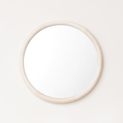 White Washed Wooden Round Wall Mirror - 50cm x 50cm