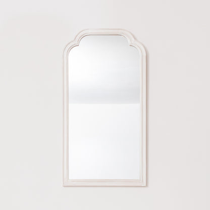 White Washed Distressed Wooden Frame Wall Mirror - 40cm x 75cm