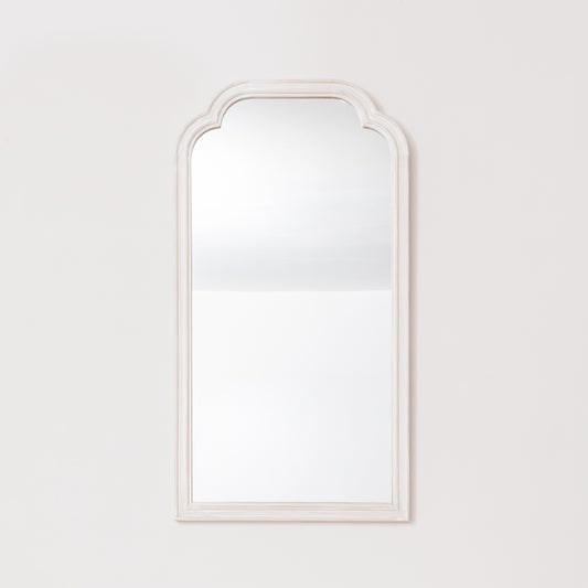  White Washed Distressed Wooden Frame Wall Mirror - 40cm x 75cm 