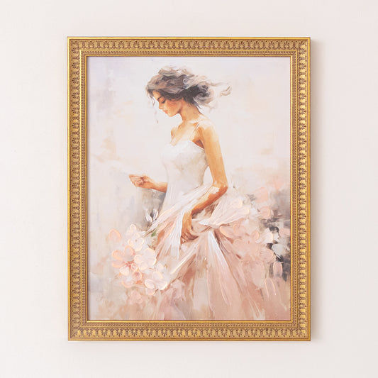 Large Vintage Ballerina Gold Framed Wall Print - 40cm x 50cm 